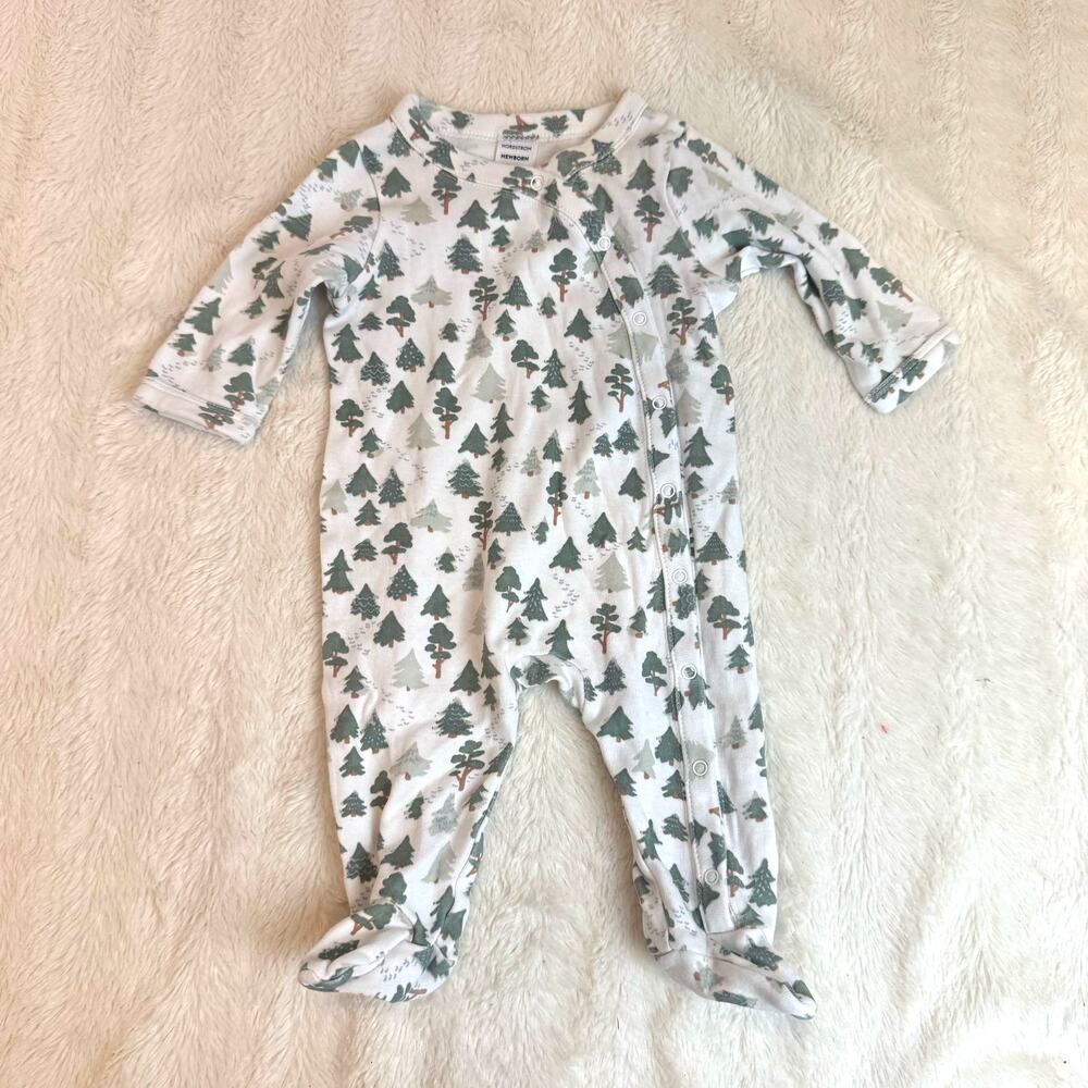 Nordstrom Baby Outfit Sleeper Green Trees Newborn Gender Neutral Boy Girl